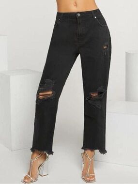 YMI Dream High Rise Distressed Black Ankle Jeans Size 3/26